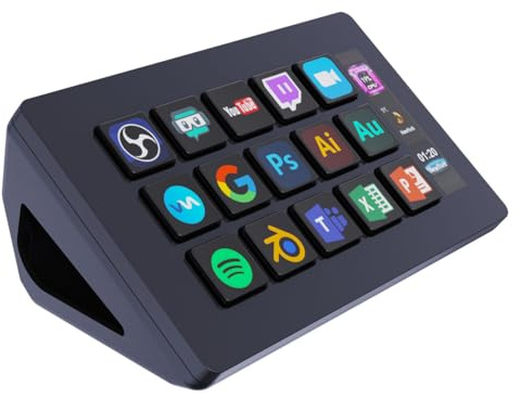 TreasLin VSDinside Stream Controller with 15 Customizable Macro Keypad to Trigger Actions in OBS Twitch YouTube for Content Creators Streaming Deck Compatible with PC & Mac HSV293S Black