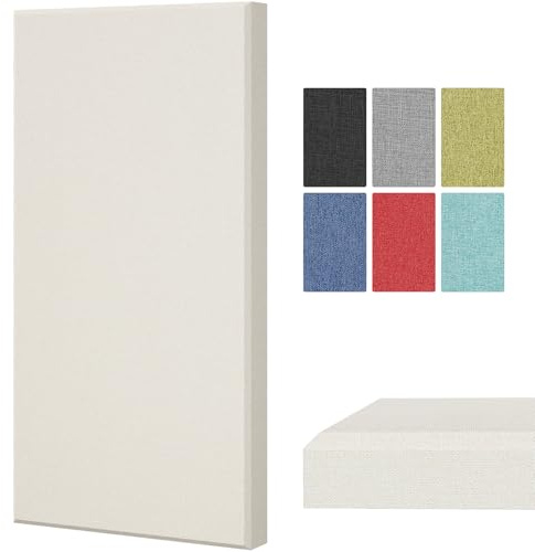 TONOR groß Fiberglas Akustikpaneele, 100x50x4 cm Akustikbild Schallabsorber Wand aus Wanddekoration, Akustikplatten Bilder mit Montagewerkzeugen ohne Bohren für Studio Wohnzimmer Büro, Beige
