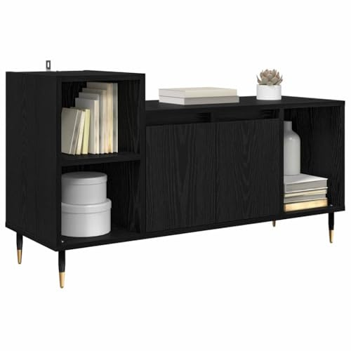 vidaXL TV-Schränk Schwarz Eichen-Optik 100 x 35 x 55 cm Holzwerkstoff, Moderne Möbel fürs Wohnzimmer, Rechteckiger TV-Schrank, Praktische Medieneinheit, Stylisches Unterhaltungszentrum
