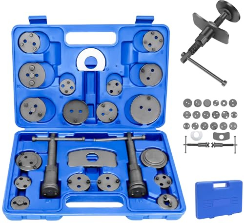 Lucn 22pcs Brake Caliper Rewind Tool Kit to Wind Back Front and Rear Disc Brake Pisto Brake Pad Ratchet Rewind Spreader Piston Retracting Caliper Press Install Tool Brake Cylinder Adjuster