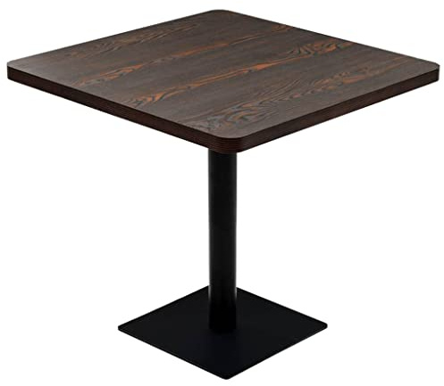 DELUKE Bistrotisch MARV Quadratisch 80x80x75cm Dunkle Esche | Esstisch eckig Kleiner Tisch Cafe Gartentisch Balkontisch Outdoortisch