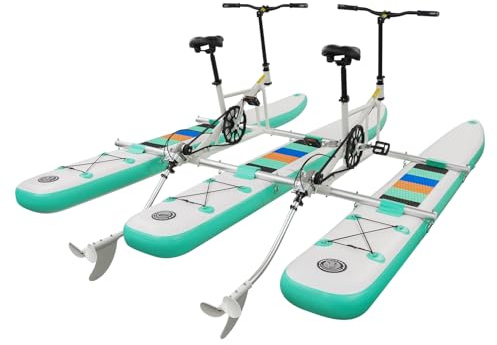 Aufblasbares Wasserfahrrad, 2 Personen Tretboot Pedalboot für Angeln, Inflatable Pedal Kayak mit 3-Blatt-Propeller & Inflationspumpe, ideal für Erwachsene auf Seen, bis 180kg Tragkraft