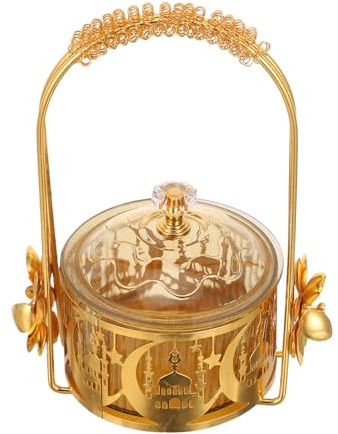 Supvox Eid Mubarak Serviertablett mit Deckel aus Metall und Kunststoff Tragbar und Vielseitig Elegante Dekoration für Islamische Feiern und Ramadan Süßigkeiten