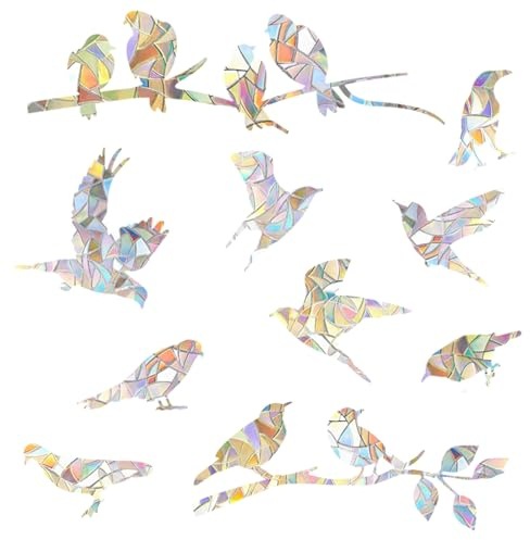 Simpeak 20 pcs Self-Adhesive Prism Window Stickers for Glass, 2 Sheets PVC Sun Catcher Window Decals for Glass, Birds Door Windows Clings Decor for Protect and Save Bird Strikes