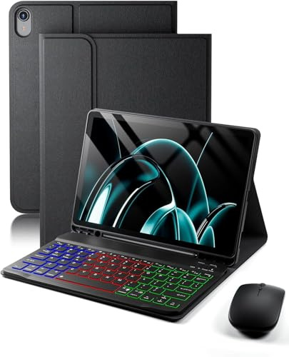Per iPad A16 11 Generation(2025)/iPad 10 Generation(2022)10.9-11 Pollici Cover Custodia Protettivar Con Wireless Bluetooth Italiano (QWERTY) Tastiera Retroilluminati e Mouse Backlit Keyboard Case Nero
