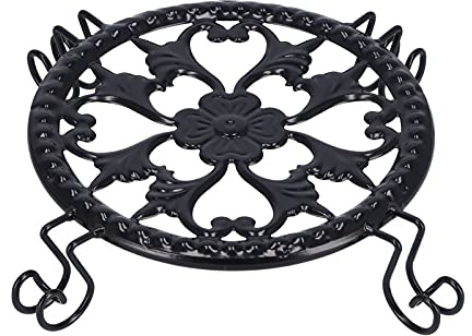 Adfaga Soporte para maceta de hierro forjado negro, elegante y ligero, soporte elevador para plantas para interior y exterior, sala de estar, oficina, balcón, decoración, 23x23x6cm