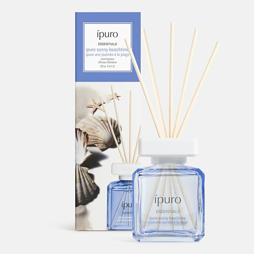 ipuro Essentials SUNNY BEACHTIME Raumduft mit Stäbchen 200 ml - Raumerfrischer mit Grapefruit, Zitrone & weißem Moschus Duft Aroma - Diffuser mit Stäbchen - Lufterfrischer für die Wohnung