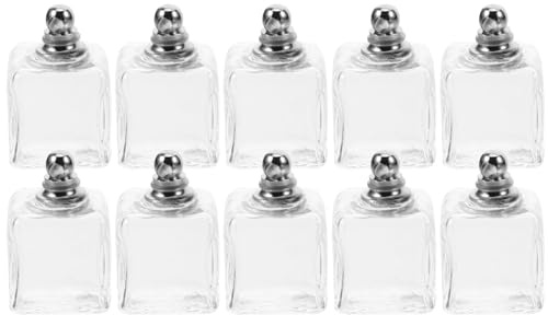 Hoement Pendentif Breloque Bijou en Verre Mini Boules de Verre 10 Pièces | 13 Mm, Bouchon à Vis Carré Argenté, pour Créations de Bijoux Faits Main, Lot de 10