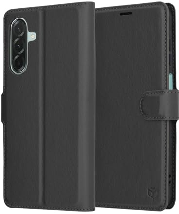 Techsuit für Samsung Galaxy A26 5G Flip Wallet Hülle mit Kartenfächern, Standfunktion, Rundum Schutz, Präzise Aussparungen, Premium PU Leder, Elegantes Design, Leather Folio Series, Schwarz