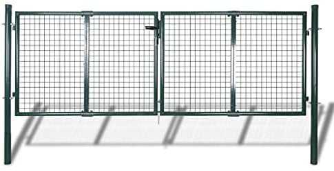 vidaXL Porta della griglia della parete del patio verde d'acciaio del cancello 289x100cm/306x150cm del recinto del giardino