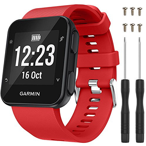 qghxo Band für Garmin Forerunner 35, Soft Silikon Ersatz Uhrenarmband für Garmin Forerunner 35 Smart Watch, Passform 13 cm -9.05 (130 mm-230 mm) Handgelenk, rot