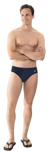 Mey Herren Badeslip - Badehose mit Kordelzug - Integriertes Suspensorium - Chlorechtheit und Meerwasser-Resitenz - Gr. S bis XXL - In Blau und Schwarz - Swimwear Serie English Harbour - 44933