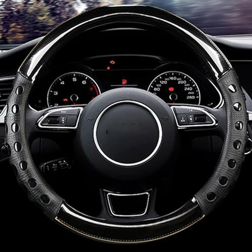 Istn Unisexs hochwertiger langlebiger Kunstleder Material und Rutschfestigkeit Universal Lenkradabdeckung Schwarz Auto Zubehör Dekor