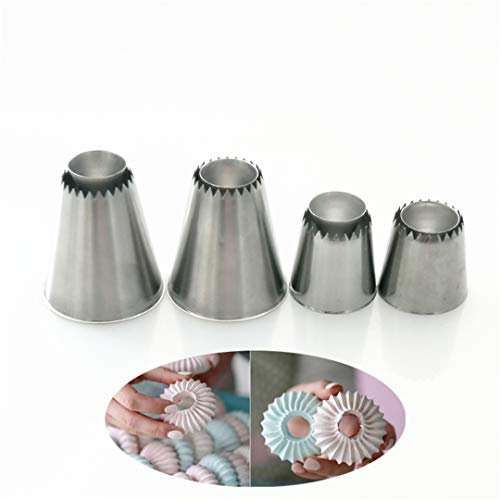 FantasyDay Douilles Pâtisserie, 4 Pièces Poche à Douille Accessoires de Décoration en Acier Inoxydable 304 - Décoration de Gâteaux pour Tarte, Biscuit, Pâtisserie, Bonbon, Gâteau, Cupcakes et Cookies