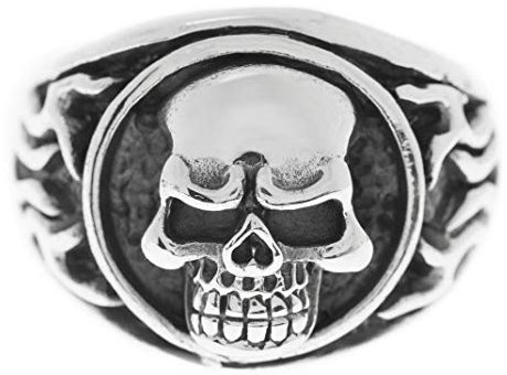 Windalf Biker Ring Kult 1 cm Totenkopf Ring Skull 925 Sterlingsilber (Silber, 70 (22.3))