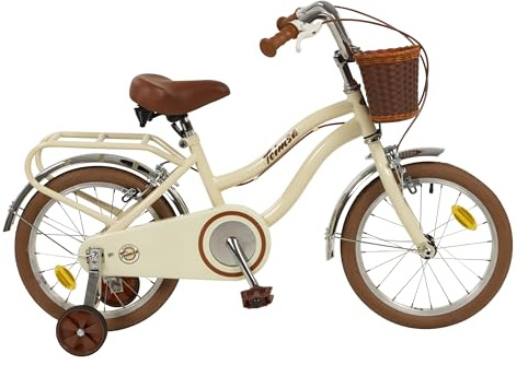 Toimsa Vintage 16 inch Kids Bike/Bicycle, with a retro look rear carrier rack and front wicker style basket