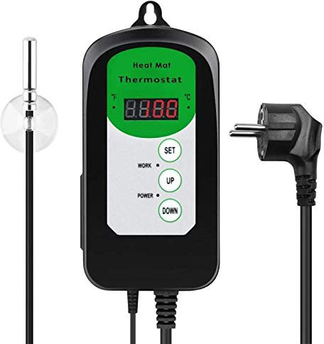 RIOGOO Regolatore termostato Digitale per Tappetino Termico per la germinazione dei Semi, i rettili e la fermentazione 68-108 ° F