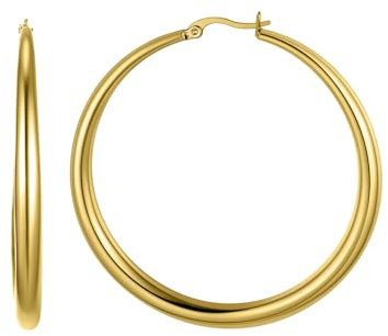 GoldChic Huggie Creolen Gold Ohrringe Damen Piercing Ohr Durchmesser 60MM Rundohrringe Mädchen Helix Piercings Kreolen Kupfer Weihnachtsohrringe Schmuck Accessoire