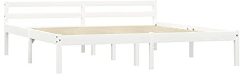 vidaXL Kiefernholz Massiv Bettgestell Holzbett Doppelbett Futonbett Massivholz Bett Bettrahmen Lattenrost Schlafzimmerbett 180x200cm Weiß
