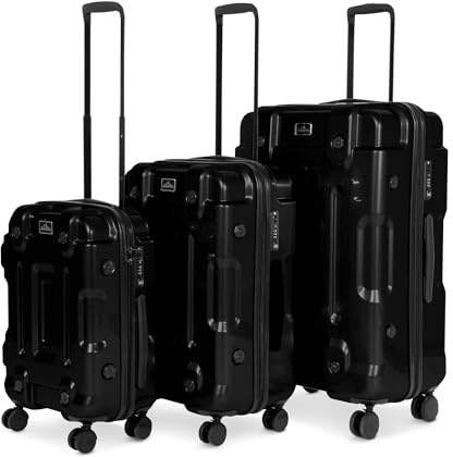 Dellonda 3-Piece Lightweight ABS/PC Luggage Set with TSA Lock - 20, 24, 28 - Black - DL10