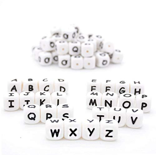 Silicone Alphabet 26 Letter Beads 12mm 100pc Silicone Beads for DIY Necklace Bracelet