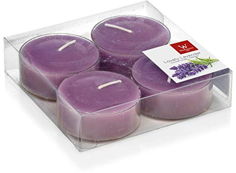 INNA-Glas 4er Set Maxi Teelichter Astrid, violett, 1,9cm, Ø 5,7cm, 8h | Duftteelichter