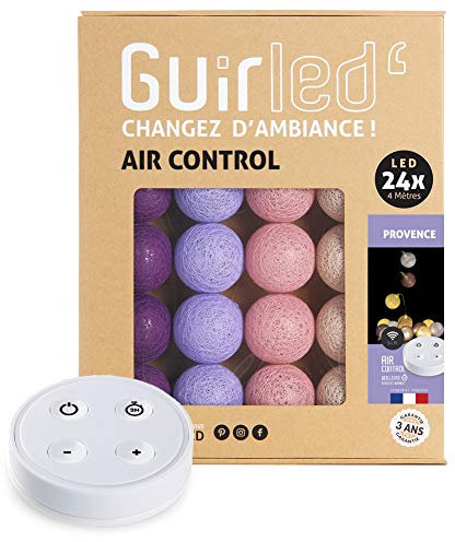 GuirLED - LED Baumwollkugeln Lichterkette USB - Drahtlose Fernbedienung - Baby Nachtlicht 2h - Dual USB 2A Netzteil enthalten - 4 Intensitäten – 24 Kugeln 2.4m - Provence