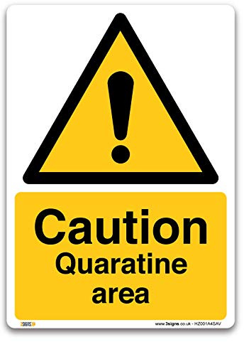 Schild mit Quarantäne-Gebiet, A4, selbstklebendes Vinyl – Gesundheits- und Sicherheitshygienverboten, Virenrisiko