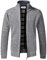 Jinsha Cardigan da Uomo Lavorato a Maglia, con Cerniera Intera, Caldo Maglione Invernale Foderato in Pile(Light Gray M)