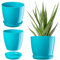 KADAX Élégant Pot de Fleurs, Pot à Plantes avec Soucoupe, Pot de Fleurs Rond, Pot de Fleurs en Plastique, Cache-Pot pour Fleurs, Pot de Fleurs Interieur Ø 16 cm Turquoise
