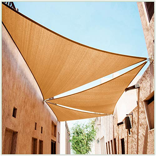 ColourTree CAPT18 Sonnensegel, dreieckig, wasserdurchlässig und UV-beständig, strapazierfähig, für Carport, Terrasse, Outdoor, 45,7 x 45,7 x 45,7 cm, Sandbeige