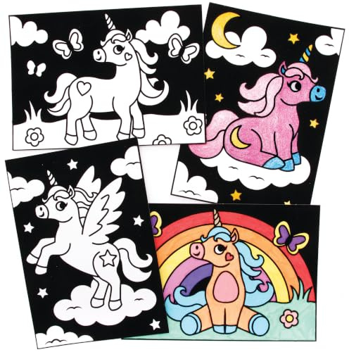 Baker Ross FE258 Einhorn-Ausmalbilder, Bilder-Bastelset für Kinder zum Dekorieren, kreative Aktivitäten für Kinder, 10 Stück