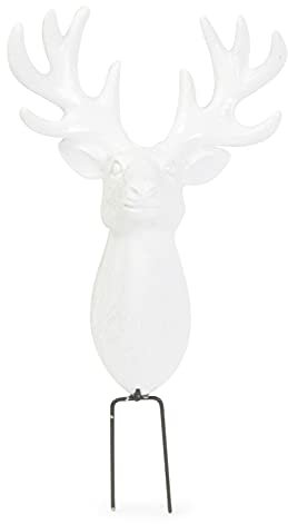 Riffelmacher 16082 - Deko-Hirsch, Größe 13,5 x 7 x 5 cm, Weiß, aus Polyresin, mit Stecker, Reh, Rentier, Dekoration, Kranz, Gesteck, Weihnachten, Winter, Advent