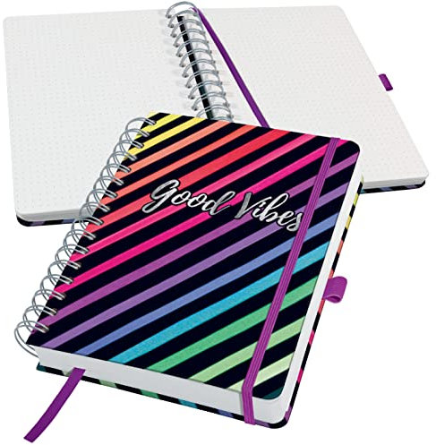 SIGEL JN651 Spiralblock A5 dotted, Notizblock Bullet Journal Jolie, dickes 120g Papier, 240 Seiten, mit Leseband, Stiftschlaufe, Gummiband, vegan, aus nachhaltigem Papier hergestellt
