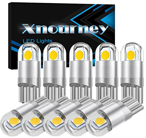 Xnourney 194 Led Car Bulb 3030 Chipset 2SMD T10 194 168 W5W Led Wedge Light Bulb 1.5W 12V License Plate Courtesy Step Map Lights Trunk Lamp Clearance Lights (10pcs)