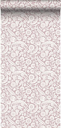 papier peint fleurs violet clair 50 x 900 cm - ESTAhome