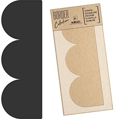 NAKLEO Pochoir de Bordure pour Peinture Murale 21x45cm, Modèle en Plastique, Réutilisable, Collerette Demi-Cercle Volants, DIY Bricolage Artisanat Décoration a Peindre, Tissu Mueble Bois
