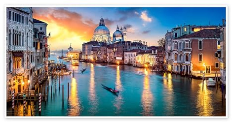 Posterlounge Canal Grande in Venedig am Abend, Italien Poster | 140 x 70 cm von Jan Christopher Becke Wandbilder Wanddeko