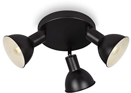 BRILONER Leuchten – Retro Deckenlampe, 3-flammige Retro Deckenleuchte, Deckenspot E14, Verstellbar, Schwarz-Weiß, 190 x 140 mm, 2674-035, Schwarz/Weiß
