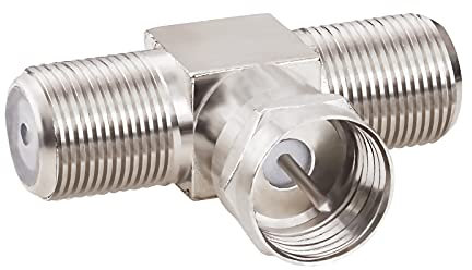 Goupchn Adaptateur répartiteur de câble coaxial de type F 3 voies connecteur F mâle vers double F femelle RG6 1 pack pour TV, vidéo, câble d'antenne, satellite, magnétoscope