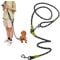 Hundeleine zum Laufen, Spazierengehen, Training, Crossbody-Doppel-Leine, 1,2 cm dickes Nylon, reflektierend, strapazierfähig, für kleine, mittelgroße und große Hunde, Schwarz