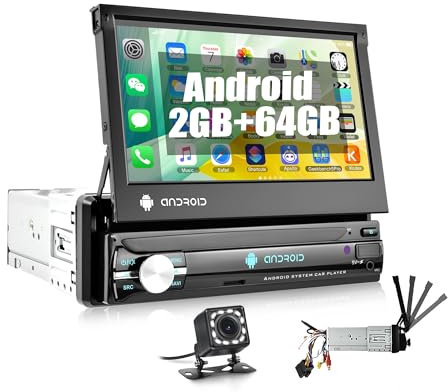CAMECHO 2GB+64GB 1 DIN Android 13 Autoradio mit Bildschirm Navi,7 Zoll Touch Display mit Bluetooth Freisprecheinrichtung I WiFi I GPS-Navigation I FM,RDS,EQ I USB, AUX I Mirror link+Rückfahrkamera