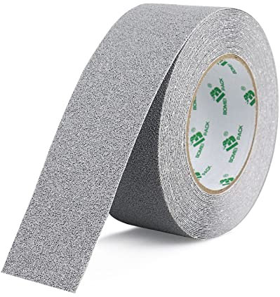 BOMEI PACK Ruban Antidérapant Gris, Bandes antidérapantes avec Ruban adhésif antidérapant pour escaliers, marches, revêtements de Sol, Ruban antidérapant Solide, Autocollant, (5cm x 10m, 1 Pack)