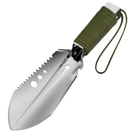 Coltello da Scavo EMPOTEC M-1 Paletta in Acciaio Multifunzione con Fodero Camo per Metal Detector Campeggio Giardinaggio