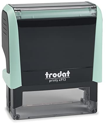 Personalisierter Adressstempel Trodat Printy 4913 Pastell Mint – Selbstfärbender Stempel mit individuellem Wunschtext zum Bestellen – 6 Zeilen Text, Abdruck 58 x 22 mm