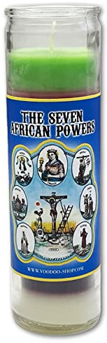 Hoodoo Glaskerze - Seven African Powers | Voodoo Kerze mit Ritualanleitung | Alle Probleme lösen