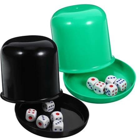 ibasenice Becher Mit Deckel Spielset Stapelbecher Würfelspiel Poker Würfel-Shaker Gaming-Würfelfutter Sockel 5 Stück Shaker Becher Box-Shaker D6 Kunststoffbecher