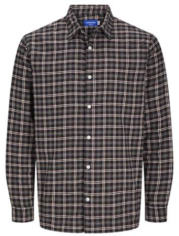 JACK & JONES Jorjoshua Chemise à Carreaux en Flanelle Taille Loisirs, Gris foncé, L Homme