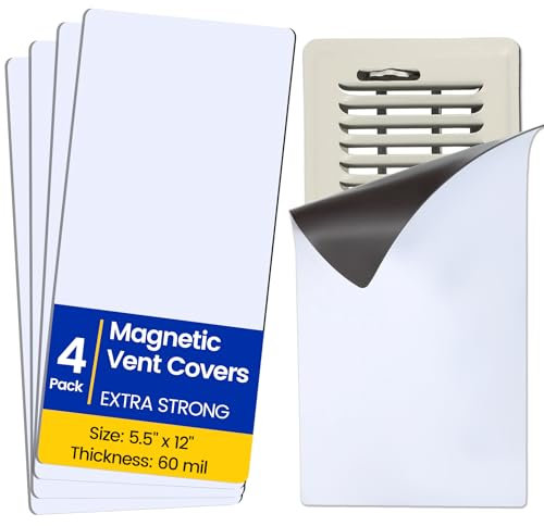 Cubiertas magnéticas de ventilación, imanes extra fuertes, ultra gruesas de 60 mil, sello completo, 5.5 x 12 pulgadas (paquete de 4) cubierta de ventilación flexible para suelo del hogar, techo,