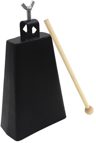 Campanelle di mucca in Metallo e Ferro, per batteria, Con bastone, campanaccio a percussione manuale (17,8 cm)